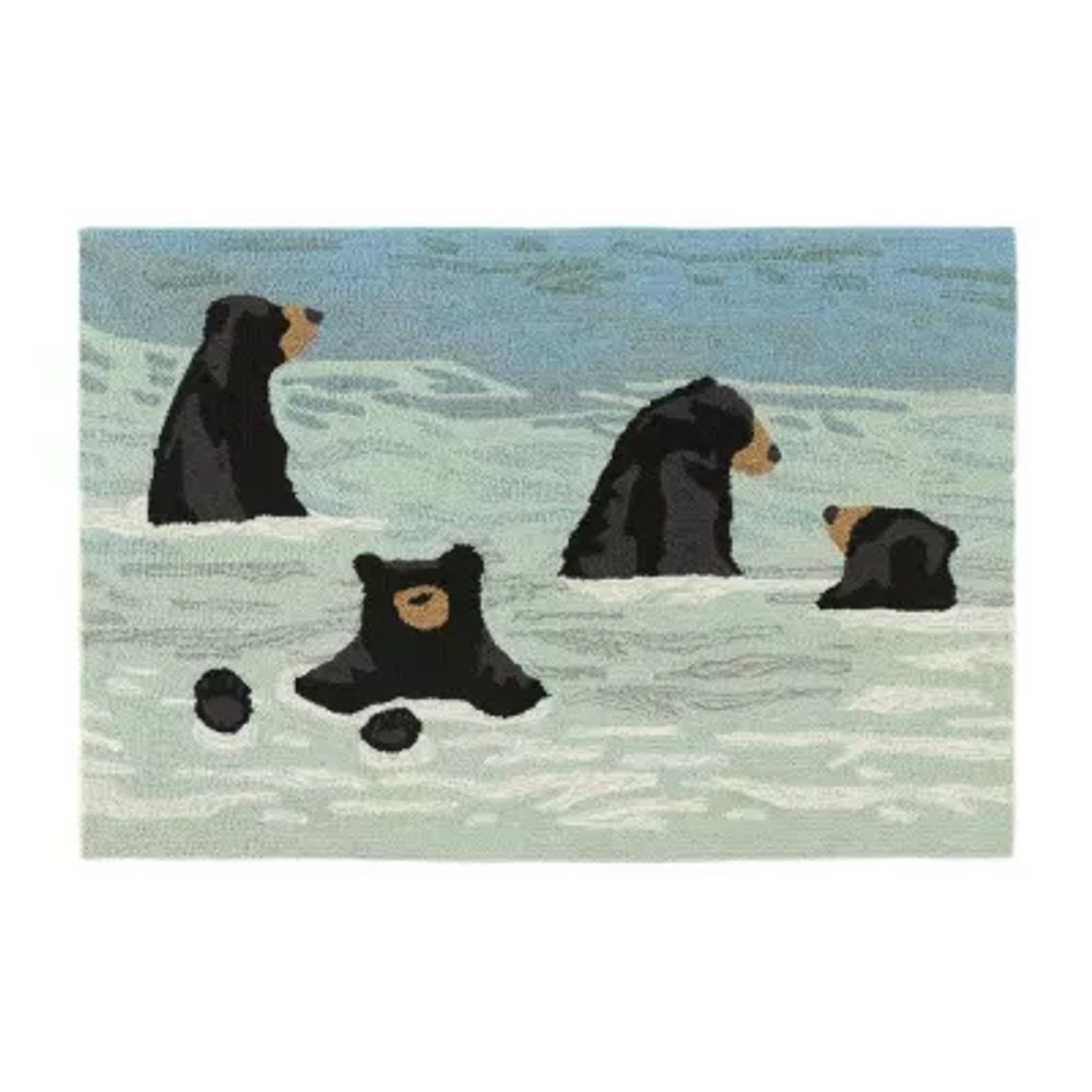 Liora Manne Frontporch Bathing Bears Hand Tufted Washable Indoor Outdoor Rectangular Accent Rug