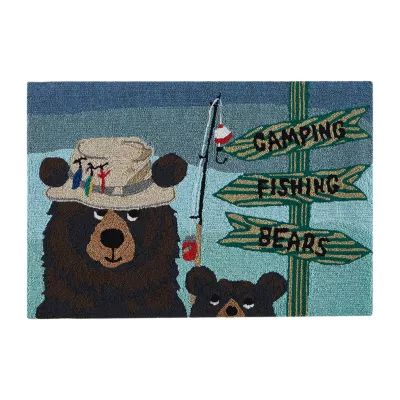 Liora Manne Frontporch Fishing Bears Hand Tufted Washable Indoor Outdoor Rectangular Accent Rug