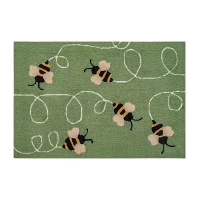 Liora Manne Frontporch Buzzy Bees Hand Tufted Rectangular Rugs & Floor Coverings Washable Indoor Outdoor Accent