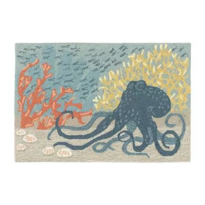 Liora Manne Frontporch Octopus Hand Tufted Washable Indoor Outdoor Rectangular Accent Rug