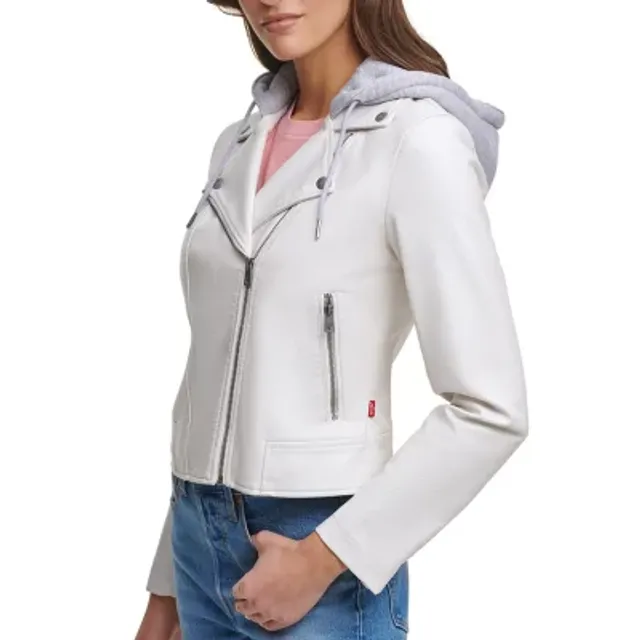 Levi's Faux Leather Hooded Wind Resistant Midweight Motorcycle Jacket |  Montebello Town Center