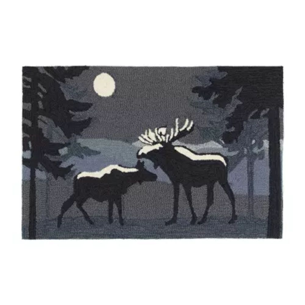 Liora Manne Frontporch Moonlit Moose Hand Tufted Rectangular Rugs & Floor Coverings Washable Indoor Outdoor Accent