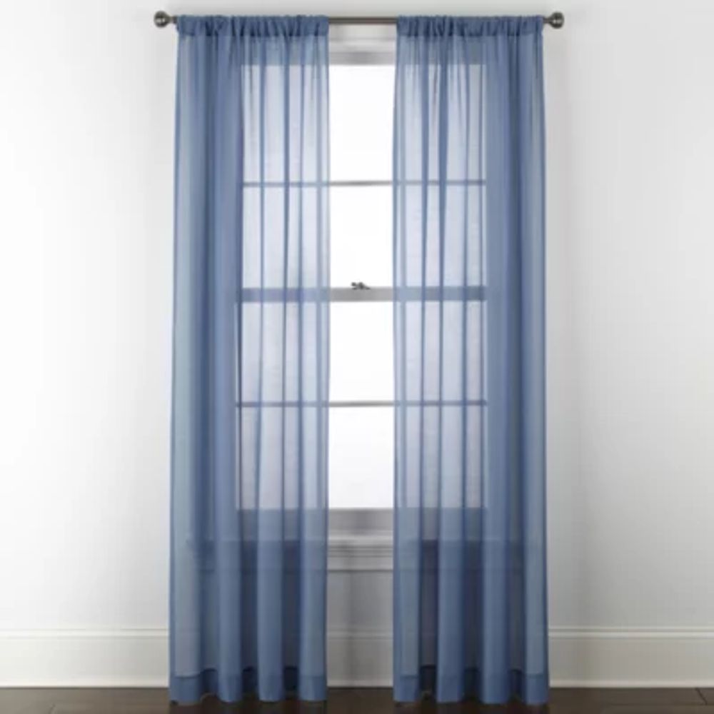 Home Expressions Remy Solid Rod Pocket Sheer Single Curtain Panel