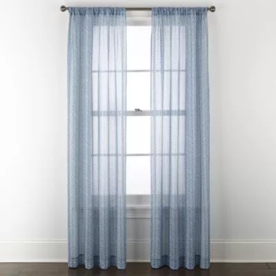 Home Expressions Remy Chevron Sheer Rod Pocket Single Curtain Panel