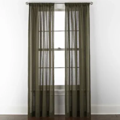 Linden Street Jameson Cotton Rod Pocket Sheer Single Curtain Panels