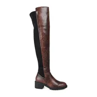 Journee Collection Womens Aryia Stacked Heel Over the Knee Boots