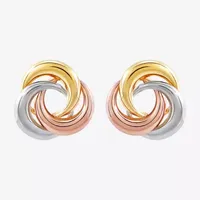 14K Tri-Color Gold 10mm Round Stud Earrings