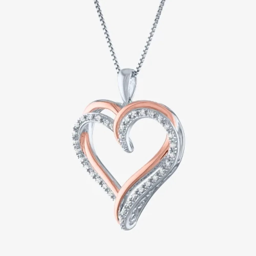 Heart 14k White Gold Pendant Necklace in White Diamonds