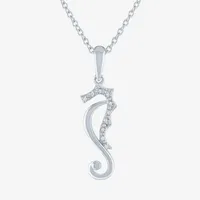 Seahorse Womens Diamond Accent Natural White Diamond Sterling Silver Pendant Necklace