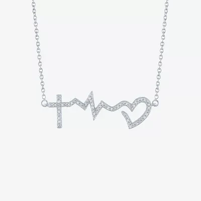Womens 1/10 CT. T.W. Natural White Diamond Sterling Silver Pendant Necklace