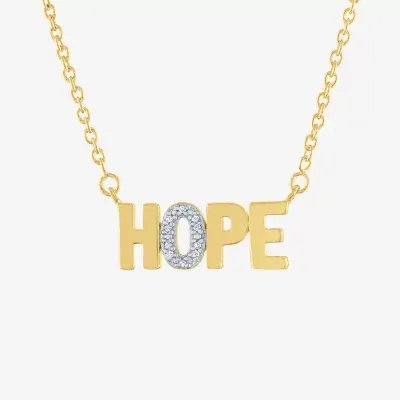 Diamond Accent "Hope" Womens Diamond Accent Natural White Diamond 14K Gold Over Silver Pendant Necklace
