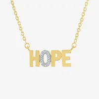 Diamond Accent "Hope" Womens Diamond Accent Mined White Diamond 14K Gold Over Silver Pendant Necklace