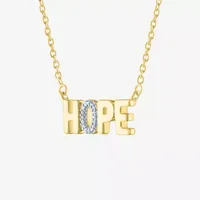 Diamond Accent "Hope" Womens Diamond Accent Mined White Diamond 14K Gold Over Silver Pendant Necklace