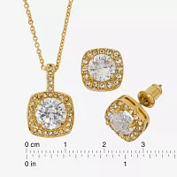 Sparkle Allure Light Up Box Cubic Zirconia Gold Tone 10K Gold Over Brass Square 2-pc. Jewelry Set