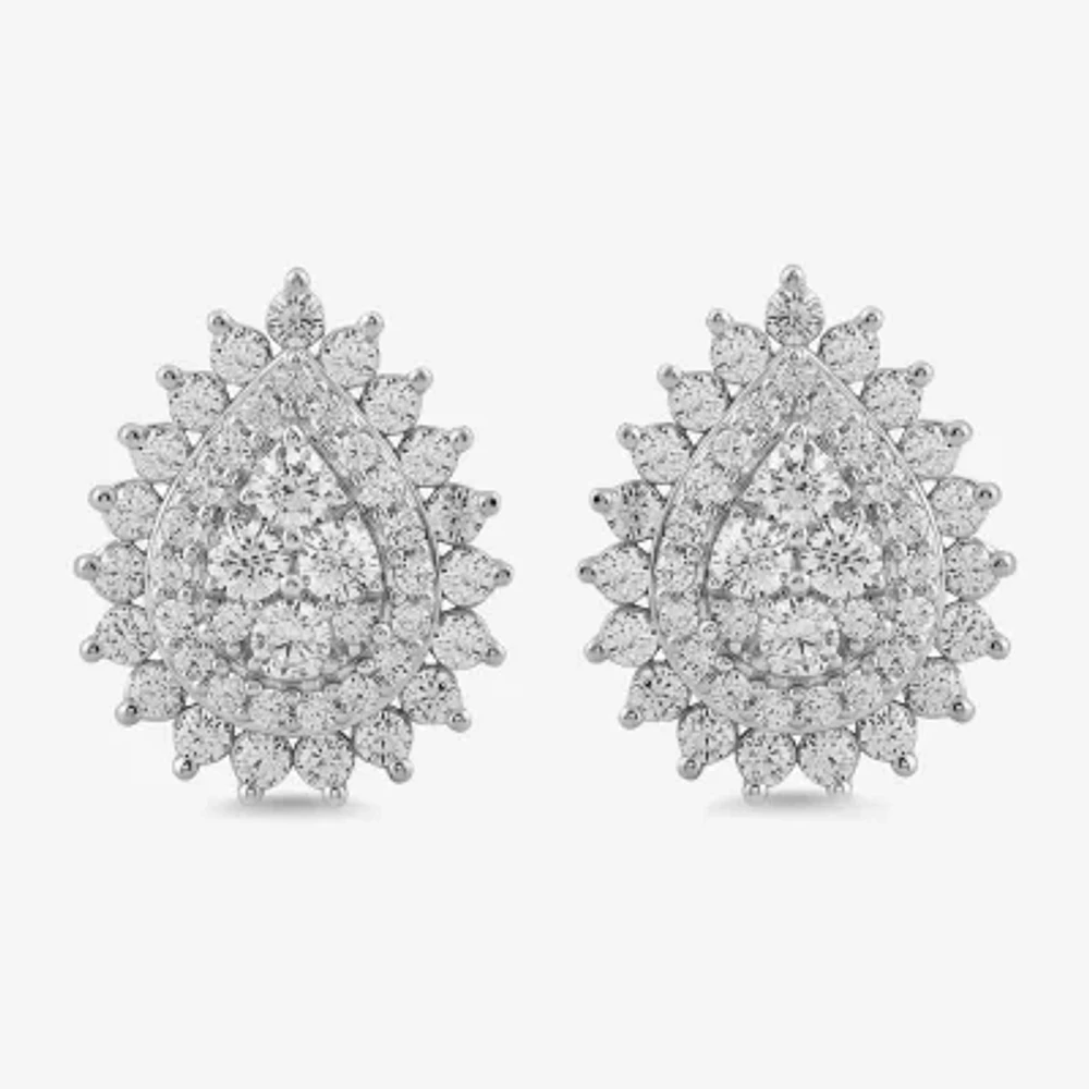 Diamond Blossom 1 CT. T.W. Lab Grown White Diamond 10K White Gold 14.3mm Stud Earrings