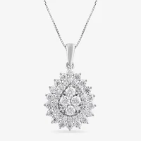 Diamond Blossom Womens 1 CT. T.W. Lab Grown White Diamond 10K White Gold Pendant Necklace