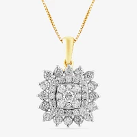 Diamond Blossom Womens 1 CT. T.W. Lab Grown White Diamond 10K Gold Pendant Necklace