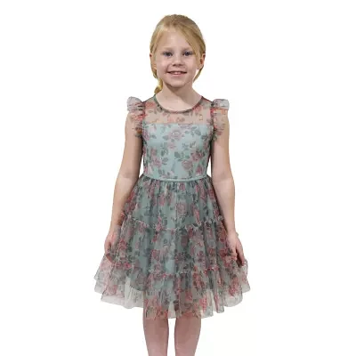 Lilt Little & Big Girls Short Sleeve Ruffled A-Line Dress