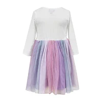 Lilt Little & Big Girls 3/4 Sleeve Fitted Tutu Dress