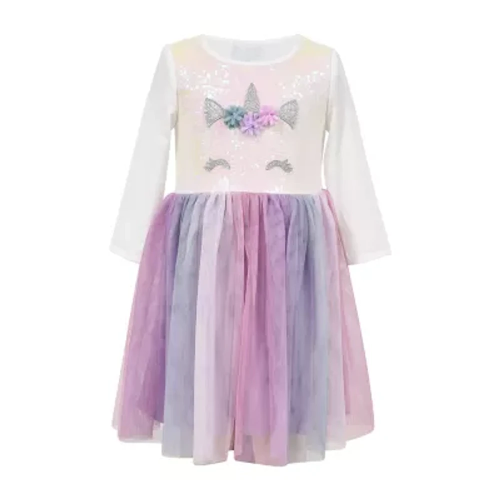 Lilt Little & Big Girls 3/4 Sleeve Fitted Tutu Dress