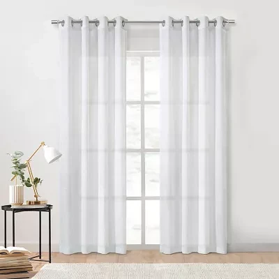 Diamante Embroidered Sheer Grommet Top Single Curtain Panel