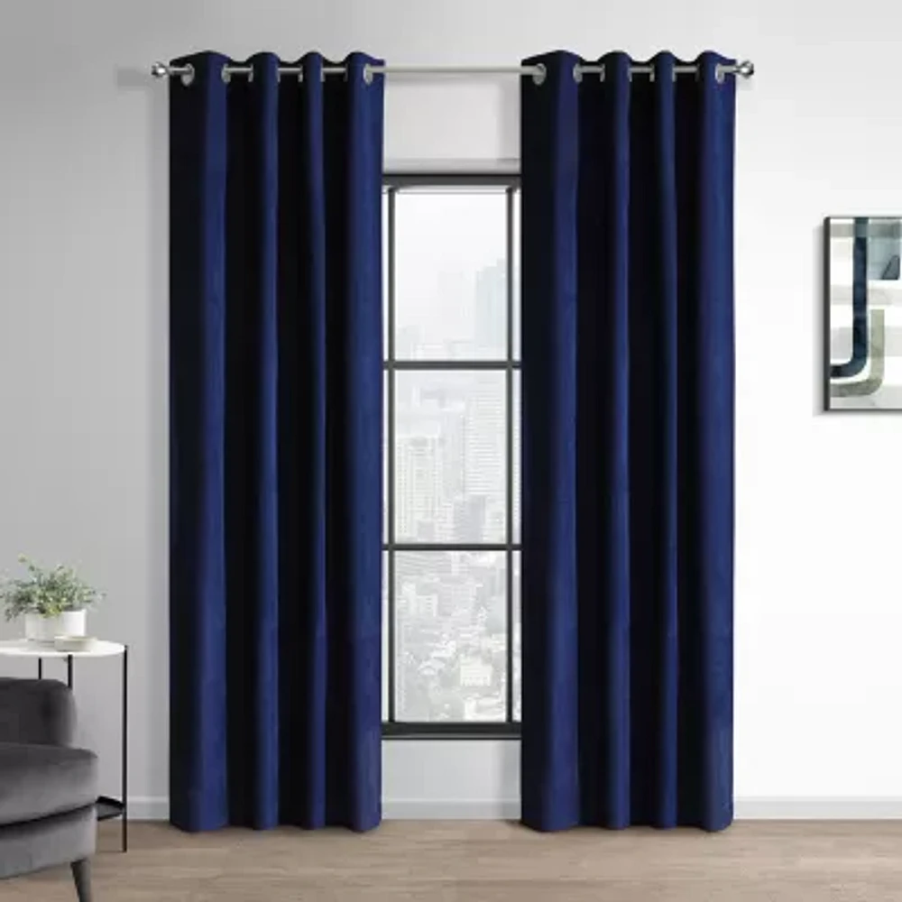 Chenille Energy Saving 100% Blackout Grommet Top Single Curtain Panel