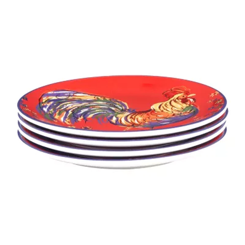 Certified International Morning Rooster 4-pc. Earthenware Salad Plate