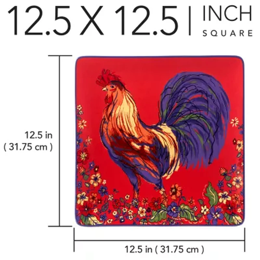 Certified International Morning Rooster Serving Platter