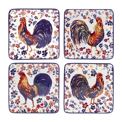 Certified International Morning Rooster 4-pc. Earthenware Appetizer Plate