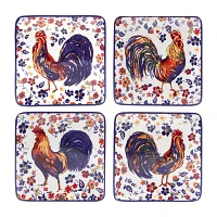 Certified International Morning Rooster 4-pc. Earthenware Appetizer Plate