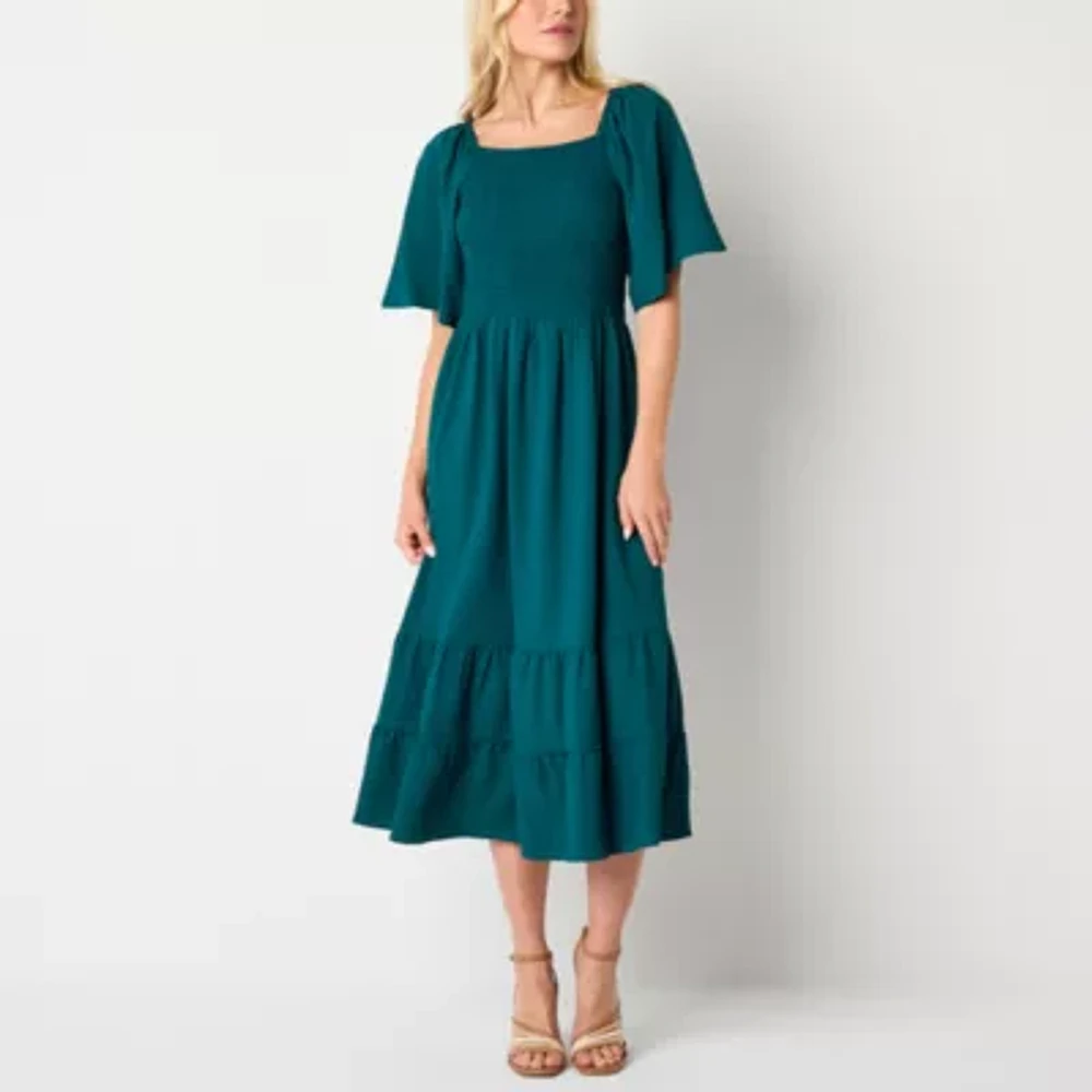 Robbie Bee Womens Short Sleeve Maxi Dress