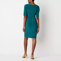 Jessica Howard Womens Short Sleeve Sheath Dress