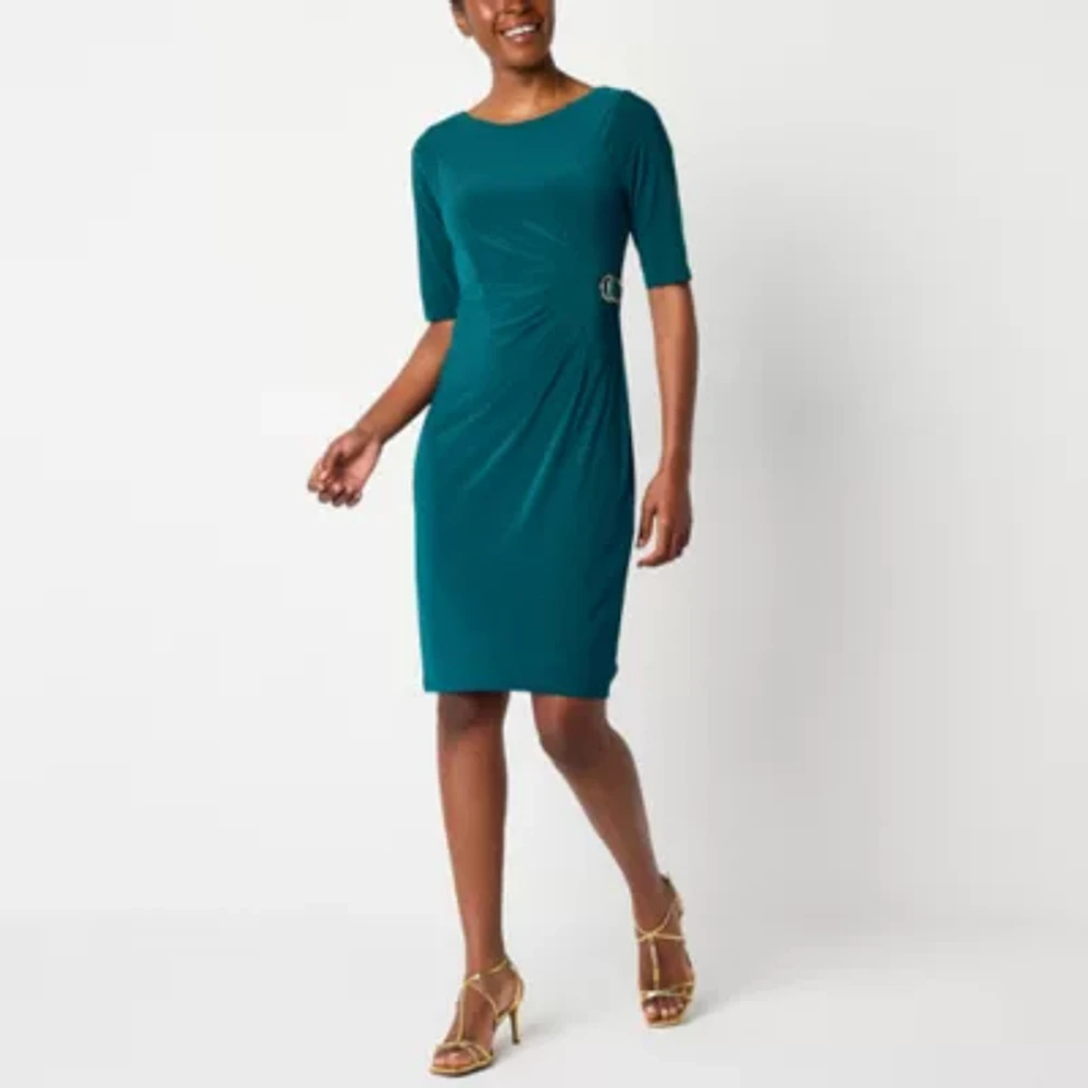 Jessica Howard Womens Short Sleeve Sheath Dress