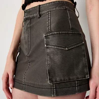 Forever 21 Faux Leather Cargo Womens Mid Rise A-Line Skirt-Juniors