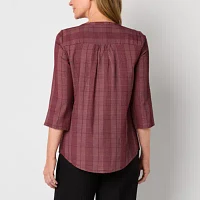 Liz Claiborne Womens Crew Neck 3/4 Sleeve Tunic Top