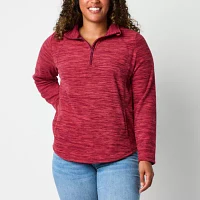 St. John's Bay Polar Fleece Womens Mock Neck Long Sleeve Sweatshirt