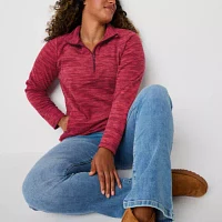 St. John's Bay Polar Fleece Womens Mock Neck Long Sleeve Sweatshirt