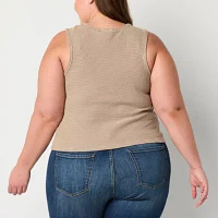 a.n.a Womens Plus Round Neck Sleeveless Tank Top