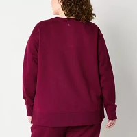 Xersion Womens Super Soft Fleece Crew Neck Long Sleeve Sweatshirt Plus