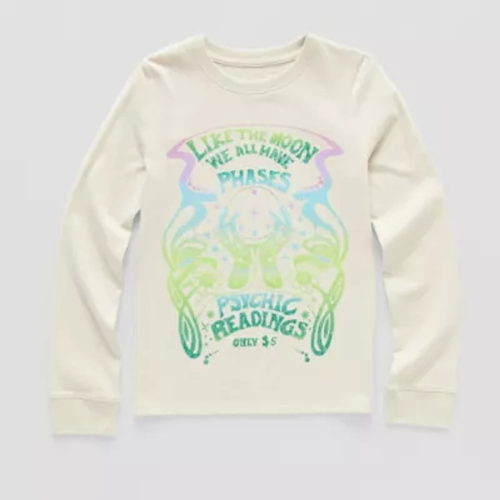 Thereabouts Little & Big Girls Round Neck Long Sleeve Graphic T-Shirt