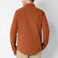 St. John's Bay Stretch Poplin Mens Classic Fit Long Sleeve Button-Down Shirt