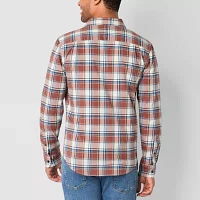 mutual weave Mens Long Sleeve Poplin Plaid Button-Down Shirt