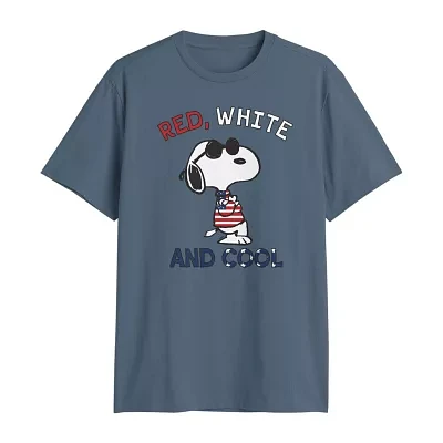 Big and Tall Mens Crew Neck Short Sleeve Regular Fit Americana Snoopy Graphic T-Shirt