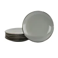 Elama Tahitian Sand 6-pc. Dishwasher Safe Stoneware Salad Plate