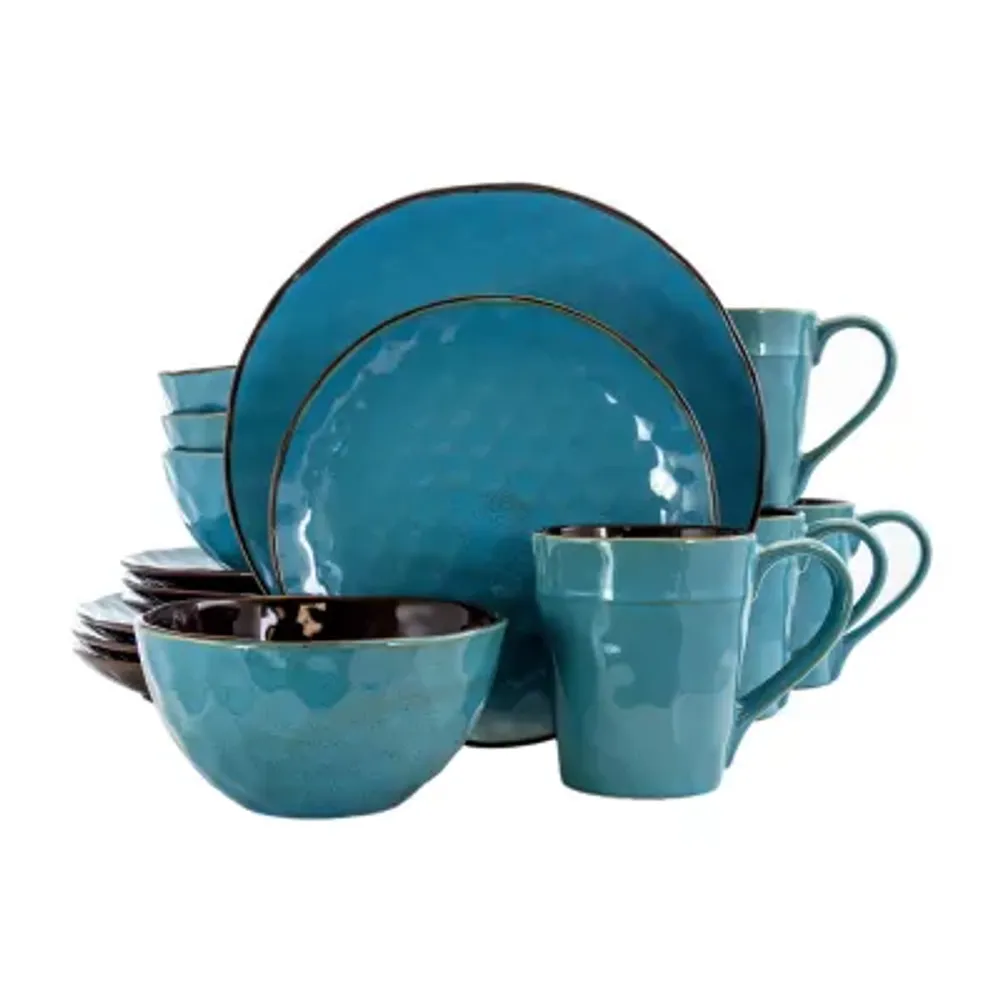 Elama Sea Glass 16-pc. Stoneware Dinnerware Set