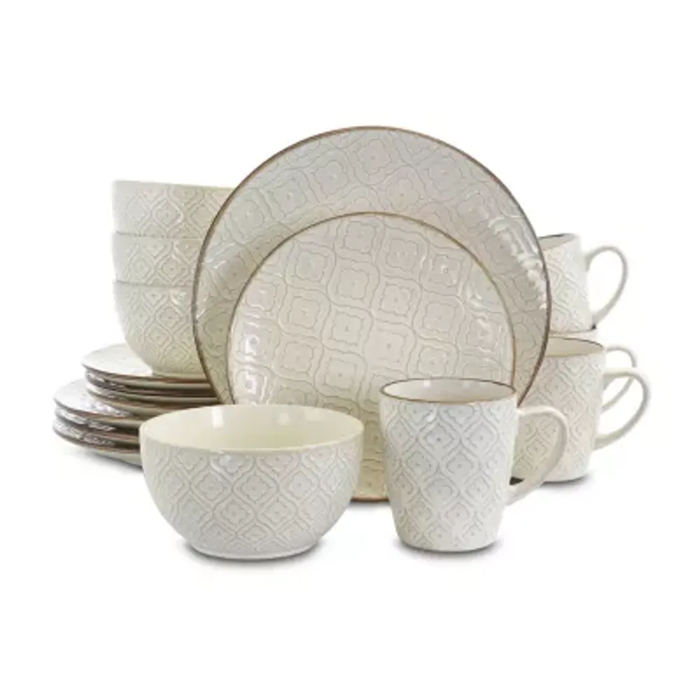 Elama White Lily 16-pc. Stoneware Dinnerware Set