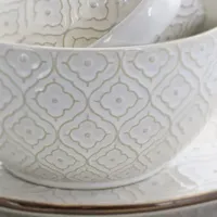 Elama White Lily 16-pc. Stoneware Dinnerware Set