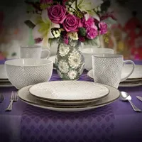 Elama White Lily 16-pc. Stoneware Dinnerware Set