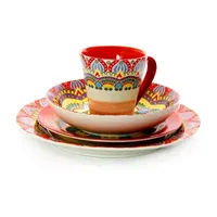 Elama Zen Red Mozaik 16-pc. Stoneware Dinnerware Set