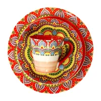 Elama Zen Red Mozaik 16-pc. Stoneware Dinnerware Set